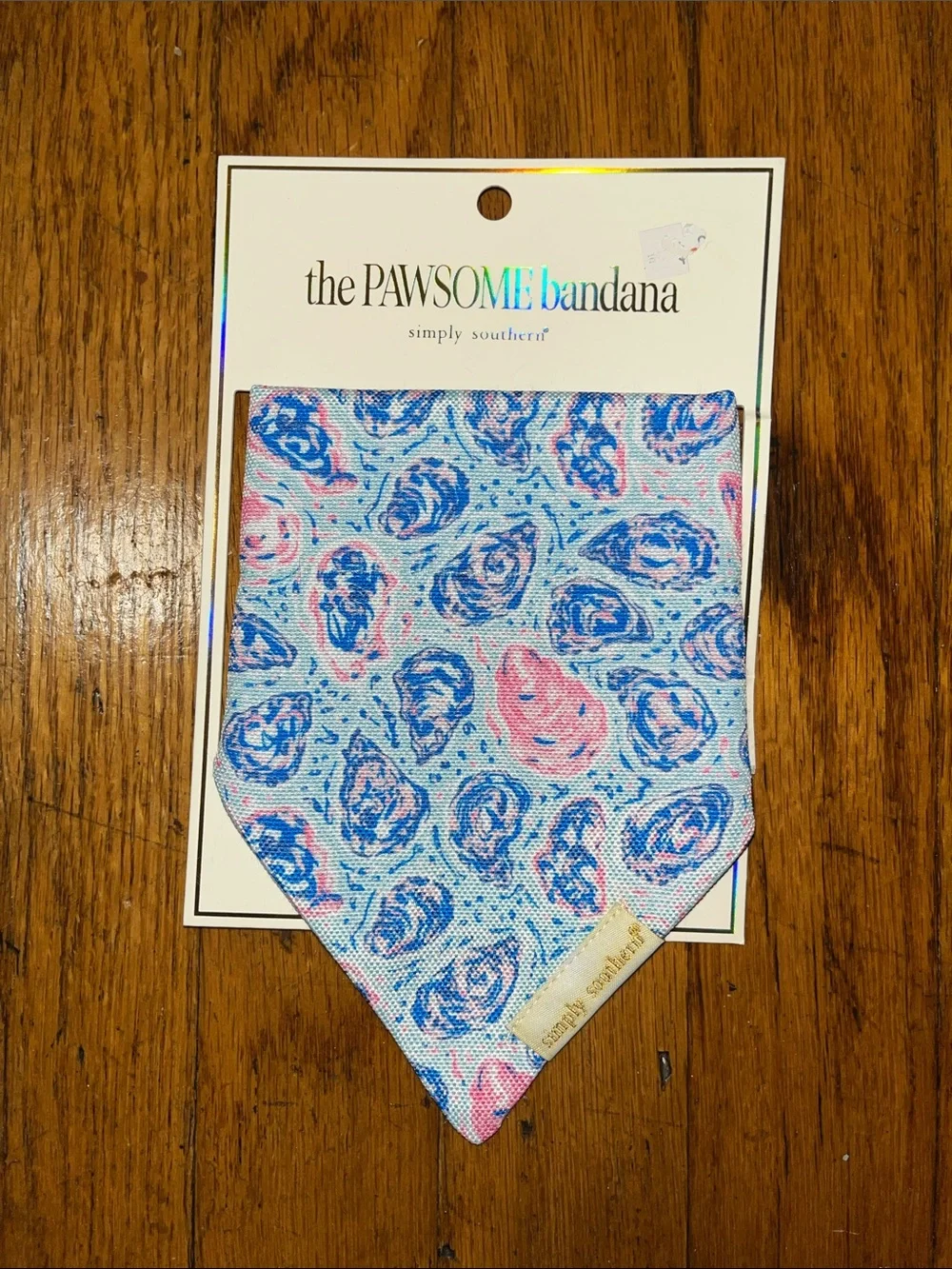 NWT Simply Southern the PAWSOME Oyster Bandana Blue & Pink Pet Bandana